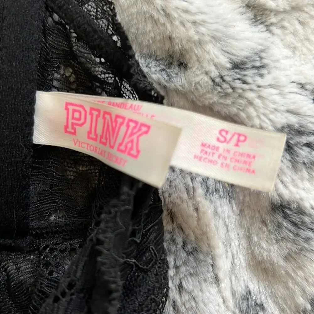 VTG Victoria’s‎ Secret PINK black lace bandeau bra sz S - Picture 5 of 7